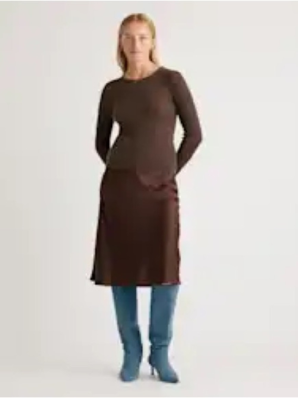 Quince washable silk skirt in hot fudge, NWT, small